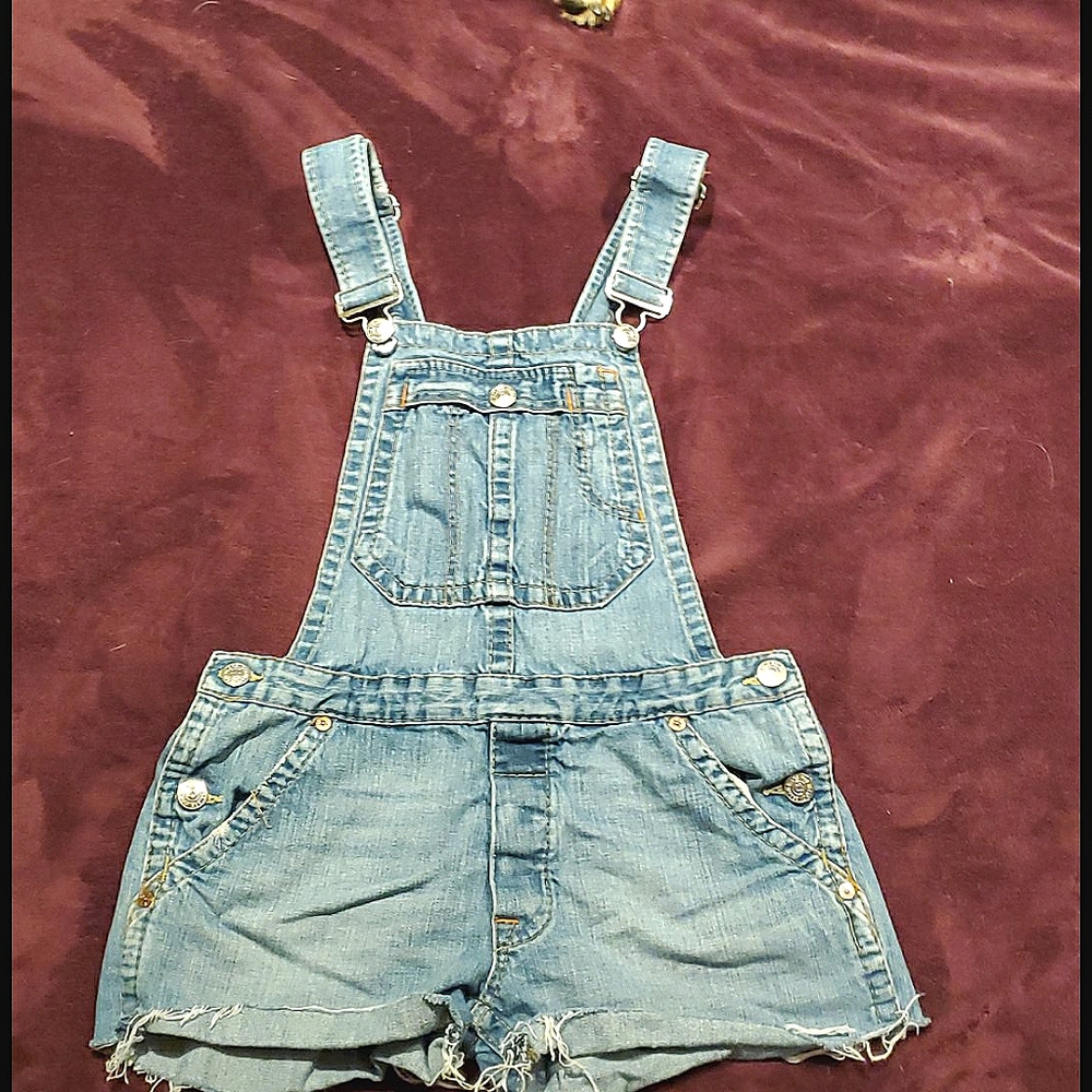 True religion cut off overalls